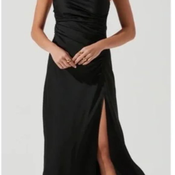 ASTR The Label Halter Satin Midi Dress Black L - Picture 3 of 4